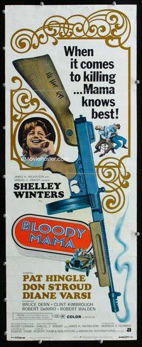 z057 BLOODY MAMA insert movie poster '70 AIP, crazy Shelley Winters!