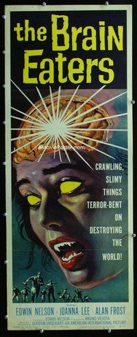 z062 BRAIN EATERS insert movie poster '58 Roger Corman, AIP horror!