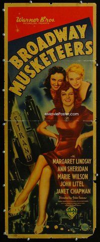 z063 BROADWAY MUSKETEERS insert movie poster '38 sexy Ann Sheridan!