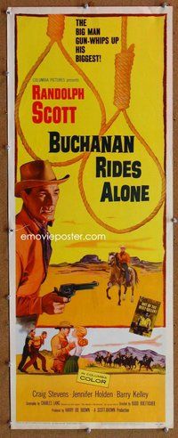 z064 BUCHANAN RIDES ALONE insert movie poster '58 Scott, Boetticher