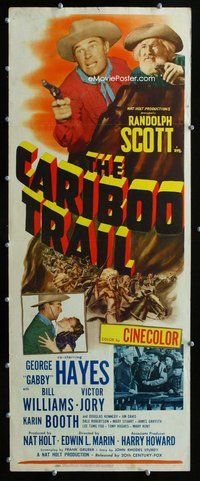 z074 CARIBOO TRAIL insert movie poster '50 Randolph Scott, Gabby Hayes
