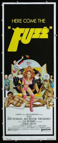 z140 FUZZ insert movie poster '72 Burt Reynolds, sexy Raquel Welch!