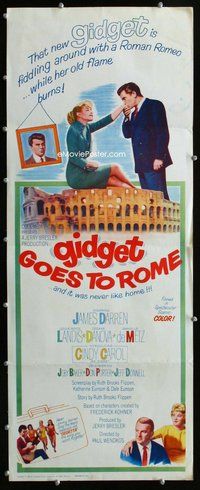 z145 GIDGET GOES TO ROME insert movie poster '63 Darren, Cindy Carol