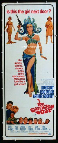 z147 GLASS BOTTOM BOAT insert movie poster '66 Doris Day, Rod Taylor