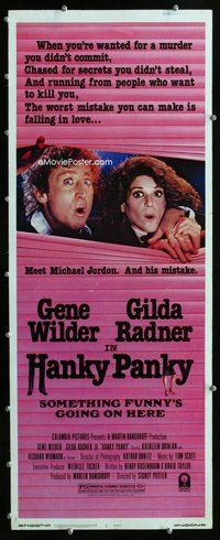 z157 HANKY PANKY insert movie poster '82 Gene Wilder, Gilda Radner
