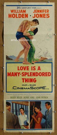 z231 LOVE IS A MANY-SPLENDORED THING insert movie poster '55 Holden