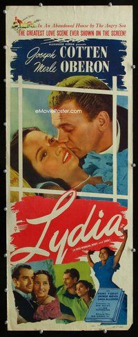 z232 LYDIA insert movie poster R47 great artwork of Merle Oberon!
