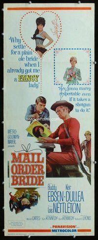 z236 MAIL ORDER BRIDE insert movie poster '64 Buddy Ebsen, Keir Dullea