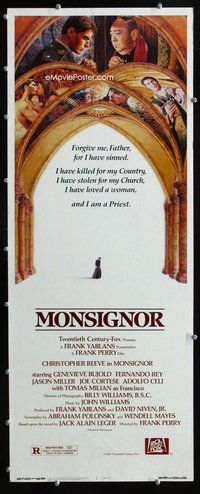 z253 MONSIGNOR insert movie poster '82 religious Christopher Reeve!