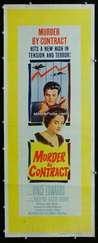 z258 MURDER BY CONTRACT insert movie poster '59 Vince Edwards, noir!