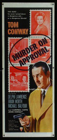 z259 MURDER ON APPROVAL insert movie poster '56 Conway, English noir!