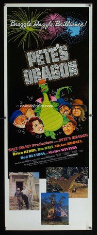 z286 PETE'S DRAGON insert movie poster '77 Walt Disney, Helen Reddy