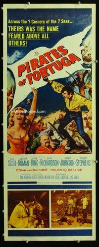 z290 PIRATES OF TORTUGA insert movie poster '61 Ken Scott, Roman