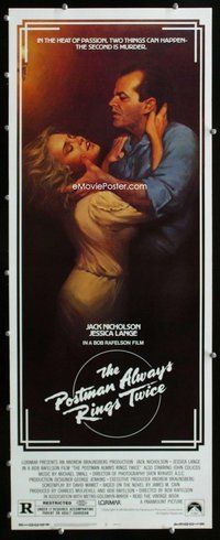 z294 POSTMAN ALWAYS RINGS TWICE insert movie poster '81 Nicholson