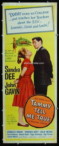 z365 TAMMY TELL ME TRUE insert movie poster '61 Sandra Dee, John Gavin