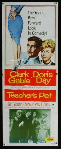 z370 TEACHER'S PET insert movie poster '58 Doris Day, Clark Gable