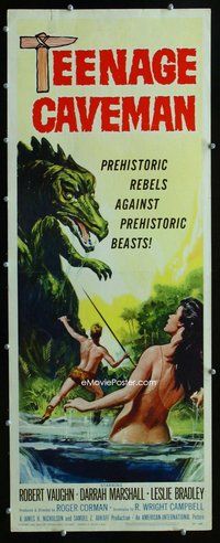 z371 TEENAGE CAVEMAN insert movie poster '58 sexy prehistoric image!