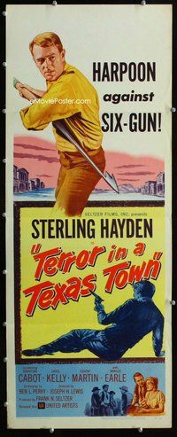 z374 TERROR IN A TEXAS TOWN insert movie poster '58 Sterling Hayden