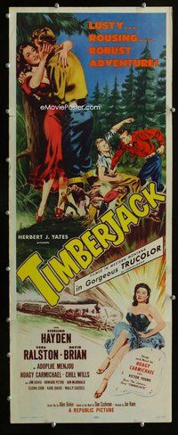 z383 TIMBERJACK insert movie poster '55 Sterling Hayden, Vera Ralston