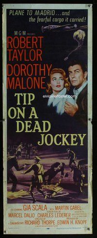z386 TIP ON A DEAD JOCKEY insert movie poster '57 Robert Taylor