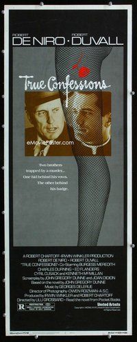 z395 TRUE CONFESSIONS insert movie poster '81 Robert DeNiro, Duvall