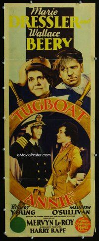 z397 TUGBOAT ANNIE insert movie poster '33 Dressler, Wallace Beery