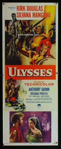 z398 ULYSSES insert movie poster '55 Kirk Douglas, Silvana Mangano