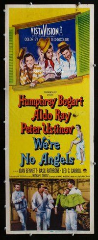 z410 WE'RE NO ANGELS insert movie poster '55 Humphrey Bogart