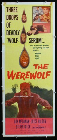 z411 WEREWOLF insert movie poster '56 great wolf-man horror image!