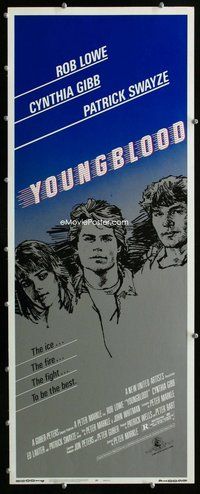 z423 YOUNGBLOOD insert movie poster '86 Rob Lowe, Keanu, hockey!
