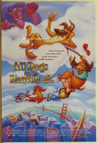 a012 ALL DOGS GO TO HEAVEN 2 DS one-sheet movie poster '96 canine cartoon!