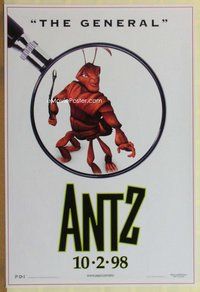 a020 ANTZ advance one-sheet movie poster '98 Gene Hackman, The General!