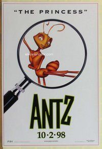 a022 ANTZ advance one-sheet movie poster '98 Sharon Stone, The Princess!