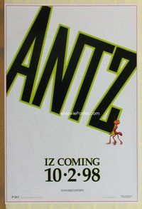 a021 ANTZ iz coming style advance 1sh '98 Woody Allen, computer animated insects, every ant has his day!