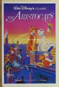 a025 ARISTOCATS one-sheet movie poster R87 Walt Disney feline cartoon!