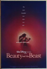 a031 BEAUTY & THE BEAST one-sheet movie poster '91 Disney, dancing style!