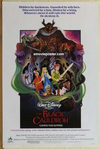 a037 BLACK CAULDRON advance one-sheet movie poster '85 first Walt Disney CG!