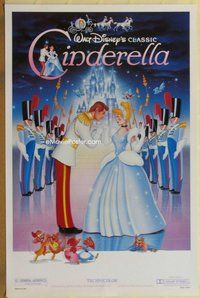 a043 CINDERELLA one-sheet movie poster R87 Walt Disney classic cartoon!