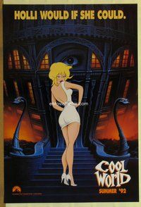 a047 COOL WORLD teaser one-sheet movie poster '92 cartoon Kim Basinger!