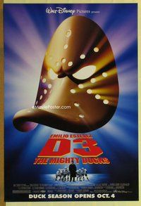 a049 D3: THE MIGHTY DUCKS DS advance one-sheet movie poster '96 Estevez