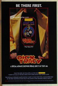 a052 DICK TRACY DS ticket style advance one-sheet movie poster '90 Beatty