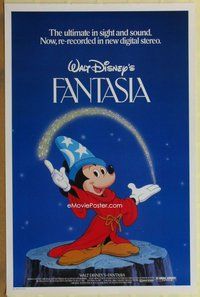 a056 FANTASIA one-sheet movie poster R82 Mickey Mouse, Disney classic!