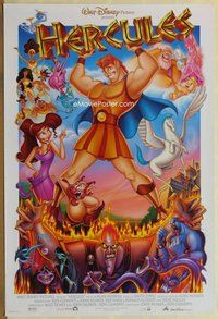 a073 HERCULES DS one-sheet movie poster '97 Walt Disney, entire cast!