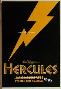a074 HERCULES DS black teaser one-sheet movie poster '97 Walt Disney