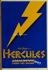 a075 HERCULES DS blue teaser one-sheet movie poster '97 Walt Disney