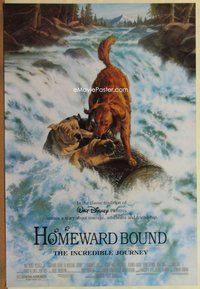 a080 HOMEWARD BOUND DS one-sheet movie poster '93 Walt Disney animals!
