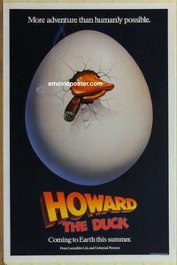 a084 HOWARD THE DUCK teaser one-sheet movie poster '86 George Lucas sci-fi!