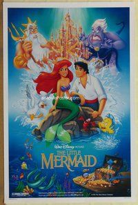 a104 LITTLE MERMAID DS one-sheet movie poster '89 Ariel and the cast!