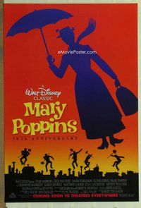 a107 MARY POPPINS advance one-sheet movie poster R94 Julie Andrews, Disney