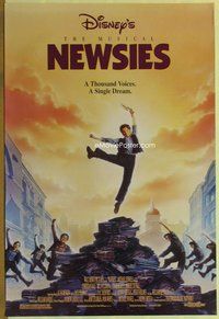 a121 NEWSIES DS one-sheet movie poster '92 Disney newsboy Christian Bale!